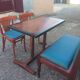 Bistro table, two chairs, one bench