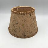 Pair of vintage burlap and braid lampshades