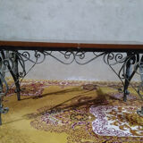 Table basse fer forgé et bois