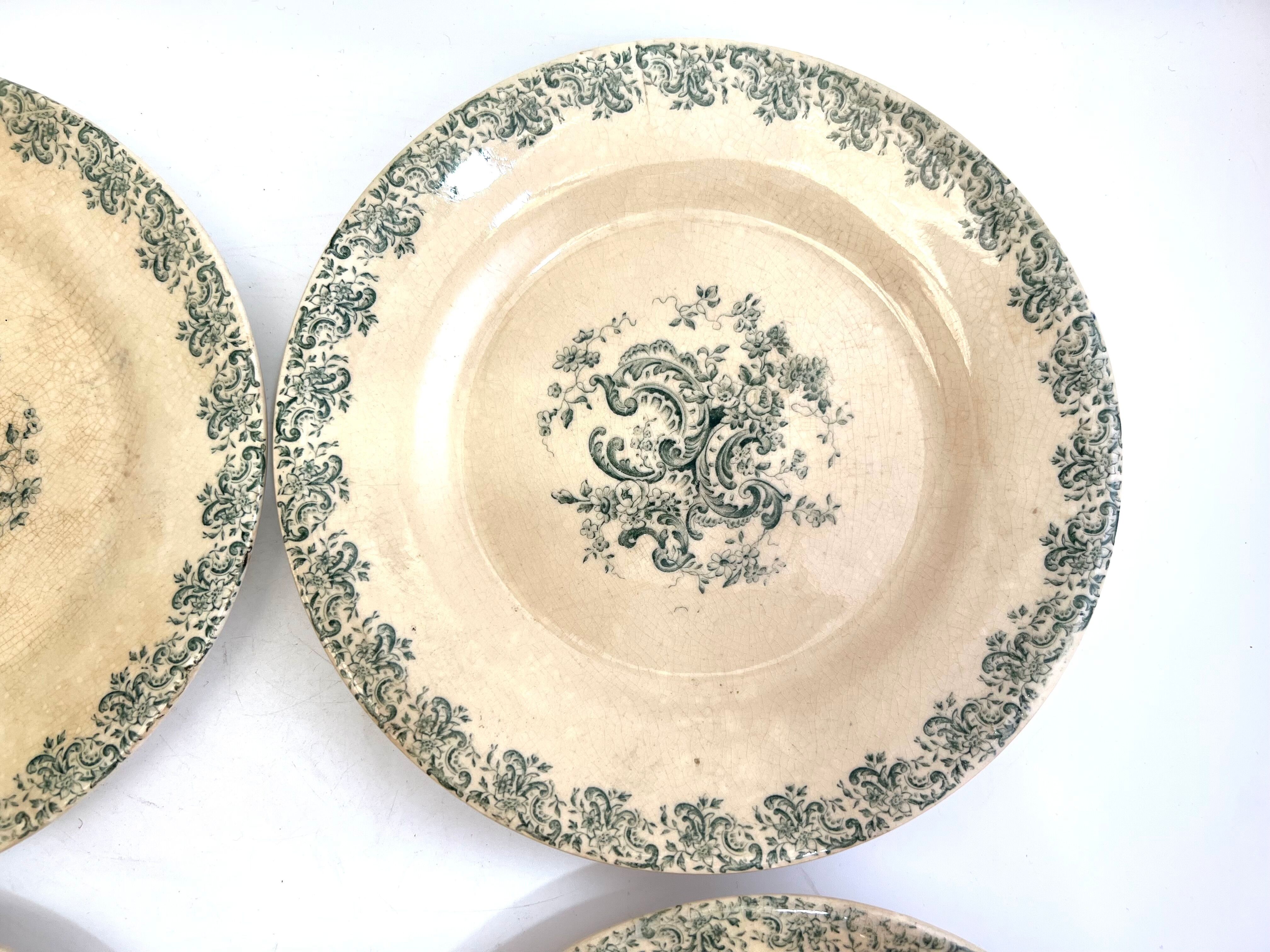 Old dessert plates Gien model Louis XV iron earth