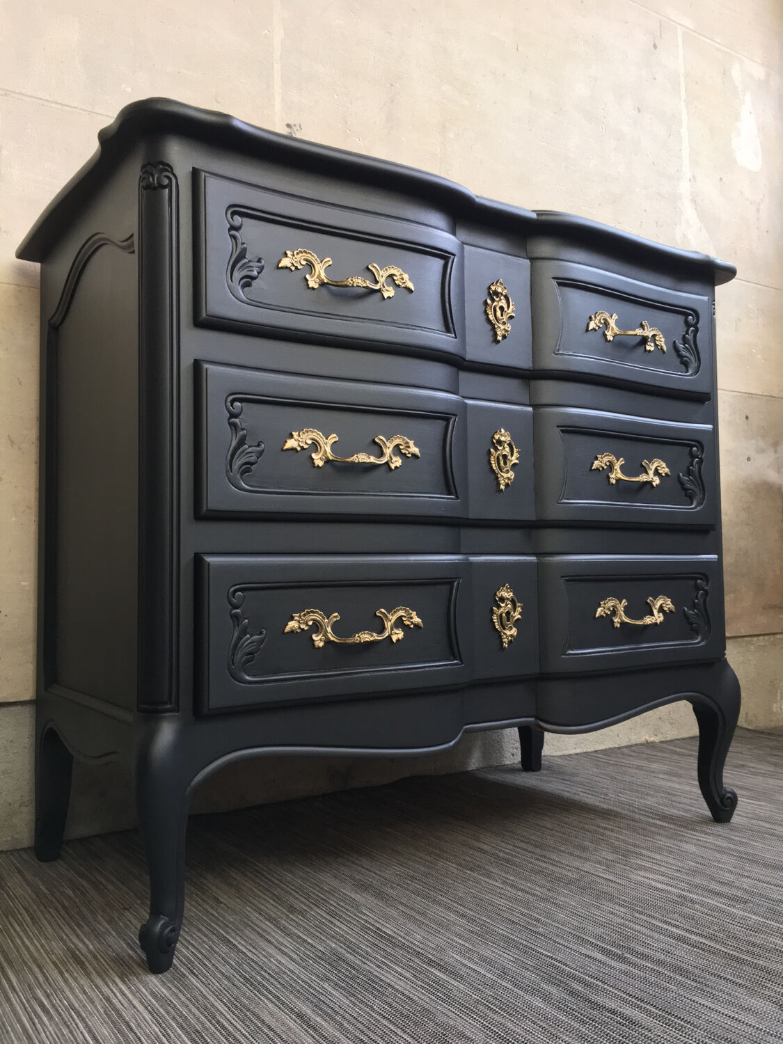 Revamped vintage black chest of drawers
