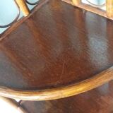 Corner shelf, corner unit, in wicker and wood