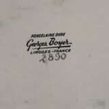 Cake service 6 dessert plates and 2 dishes Georges Boyer porcelain Limoges 1950