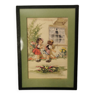 little Frame Children's Room Decoration Postcard Early 20th Century