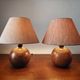 Pair of solid wood ball lamps 1980