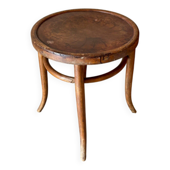Stool in curved beech and embossed seat