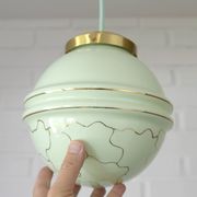 Suspension Art Déco Redesign Antique Vert Menthe Lampe Suspendue Années 1930