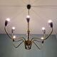Spider chandelier in brass and black lacquered metal Italian design 1950s