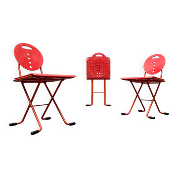 Vintage Italian postmodern folding chair Charlie by Carlo Bimbi & Nilo Gioacchini for Segis, 1980s, set of 3.