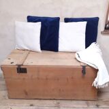 Coffre malle 118x56x54cm ancien en sapin