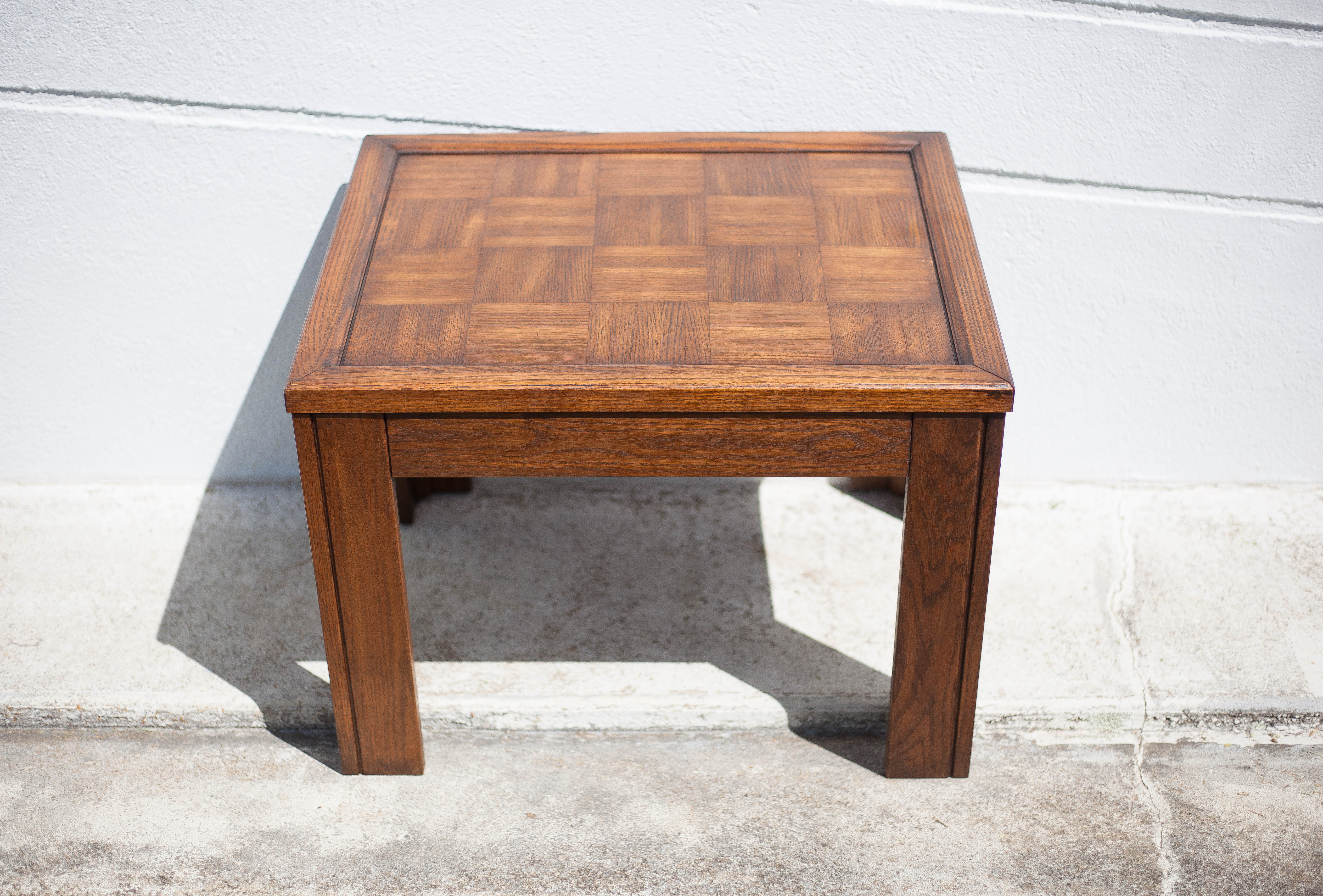 Coffee table wood top parquet