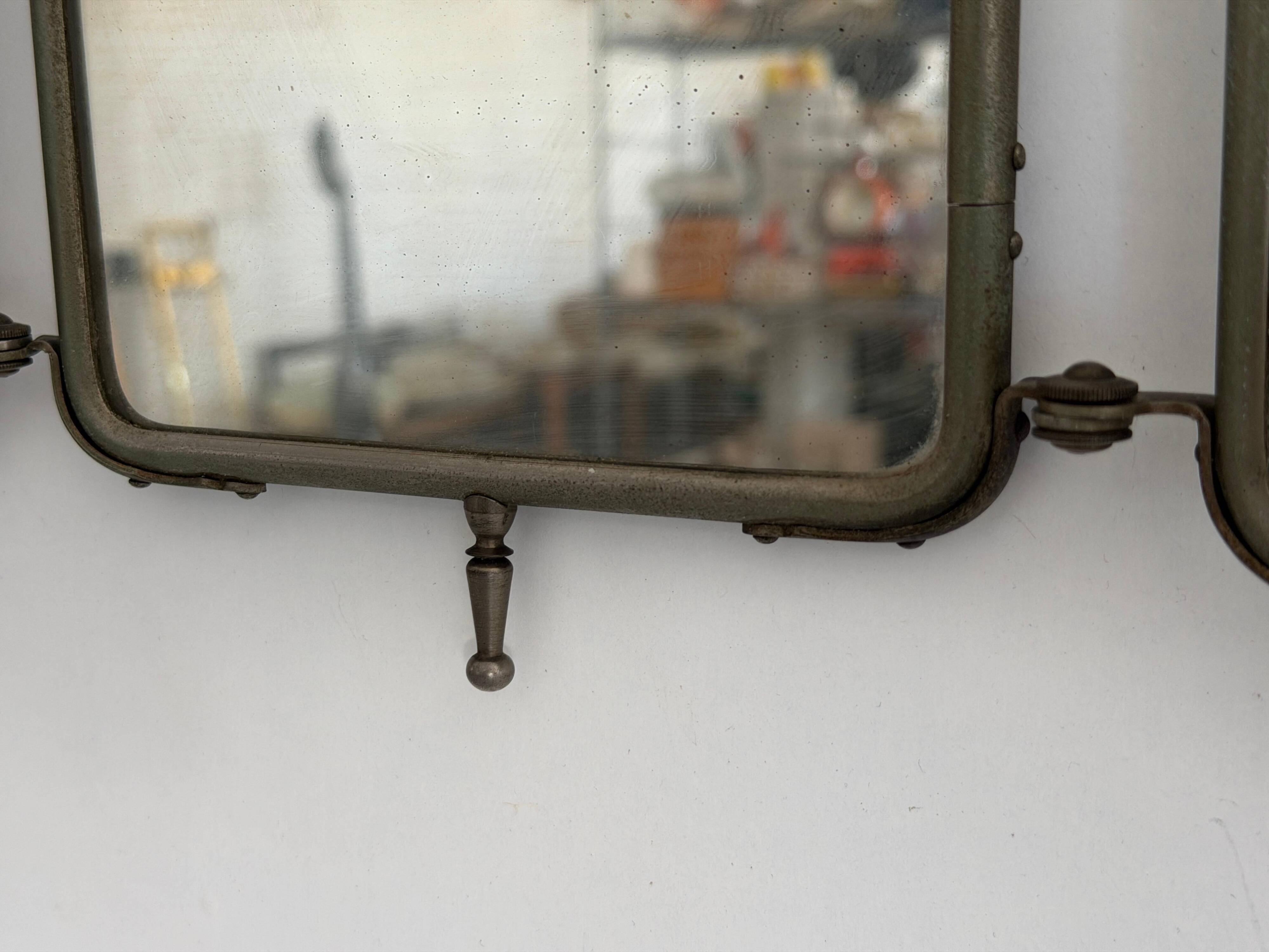 Art Deco 3 Nickel-plated glass covers Table or wall mirror, 1940s, Italy
