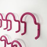 Set of 5 pink "taka" coat hooks by Cesare Rota Nodari for Acerbis, 1960