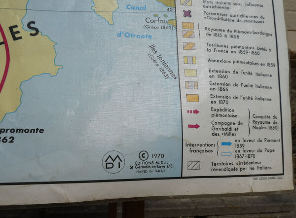 Carte d'école vintage MDI L'unité Allemande et Italienne