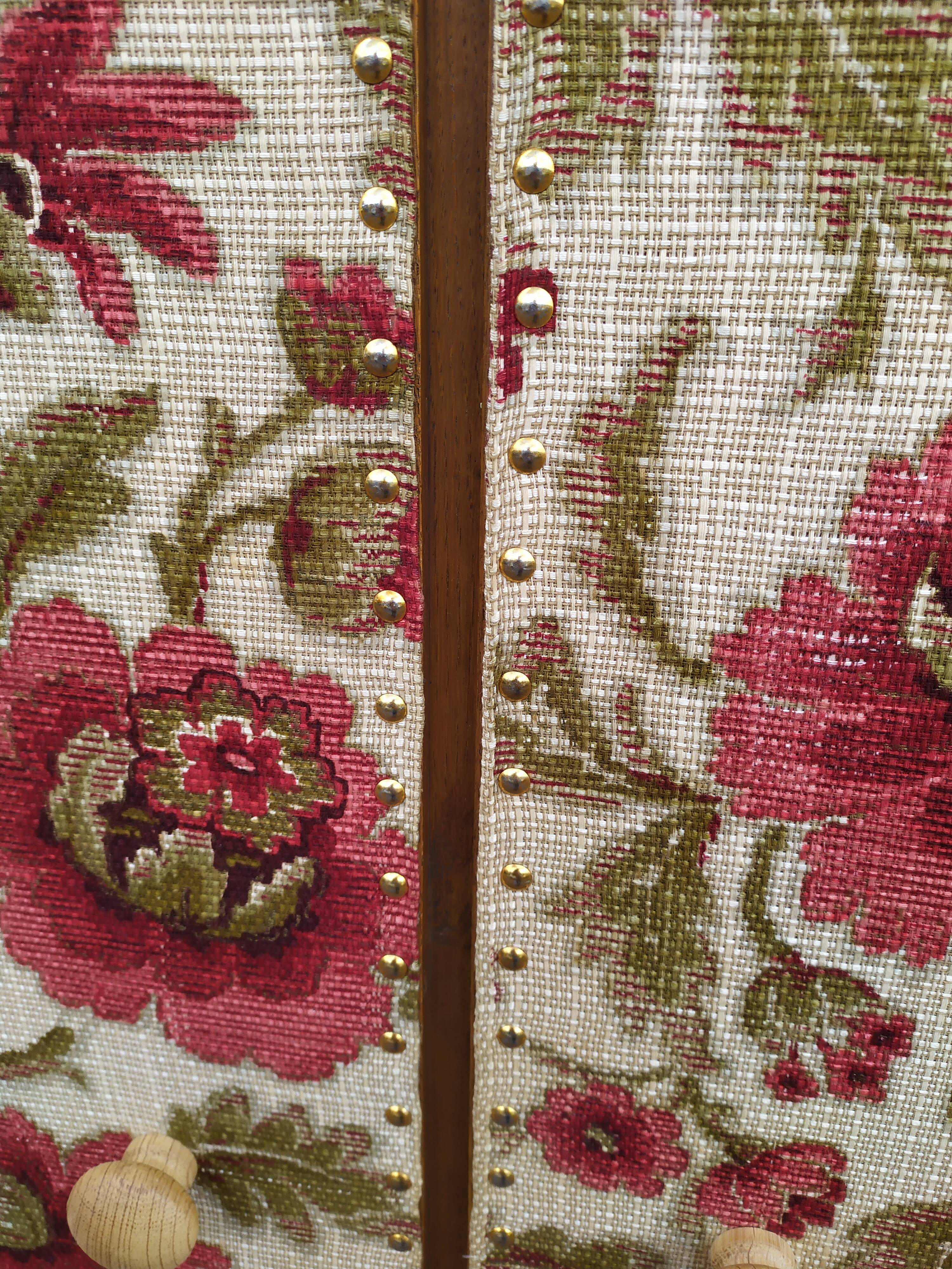 Wardrobe - wardrobe - Old - Wood - Floral Fabric - Artisanal