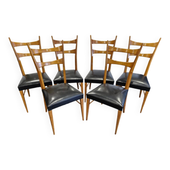 Suite de 6 chaises de design italien, des années 1960