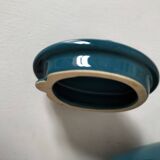 Vintage design teapot – cat model – duck blue glazed ceramic