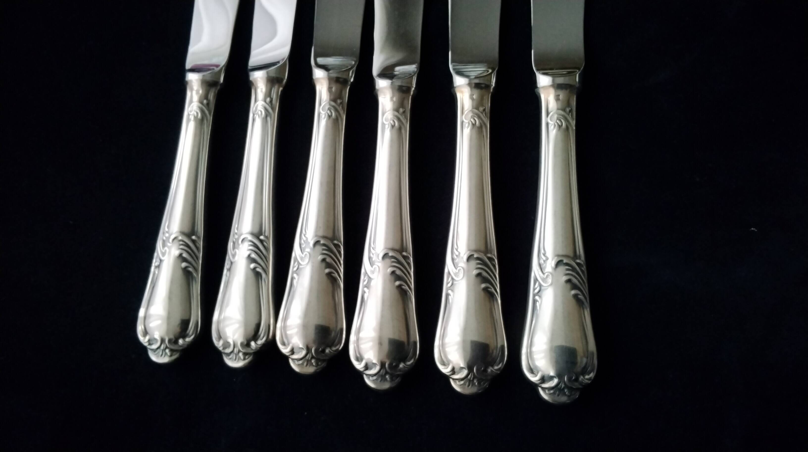 12 Guy Degrenne Rocaille pattern table knives (RESERVES)