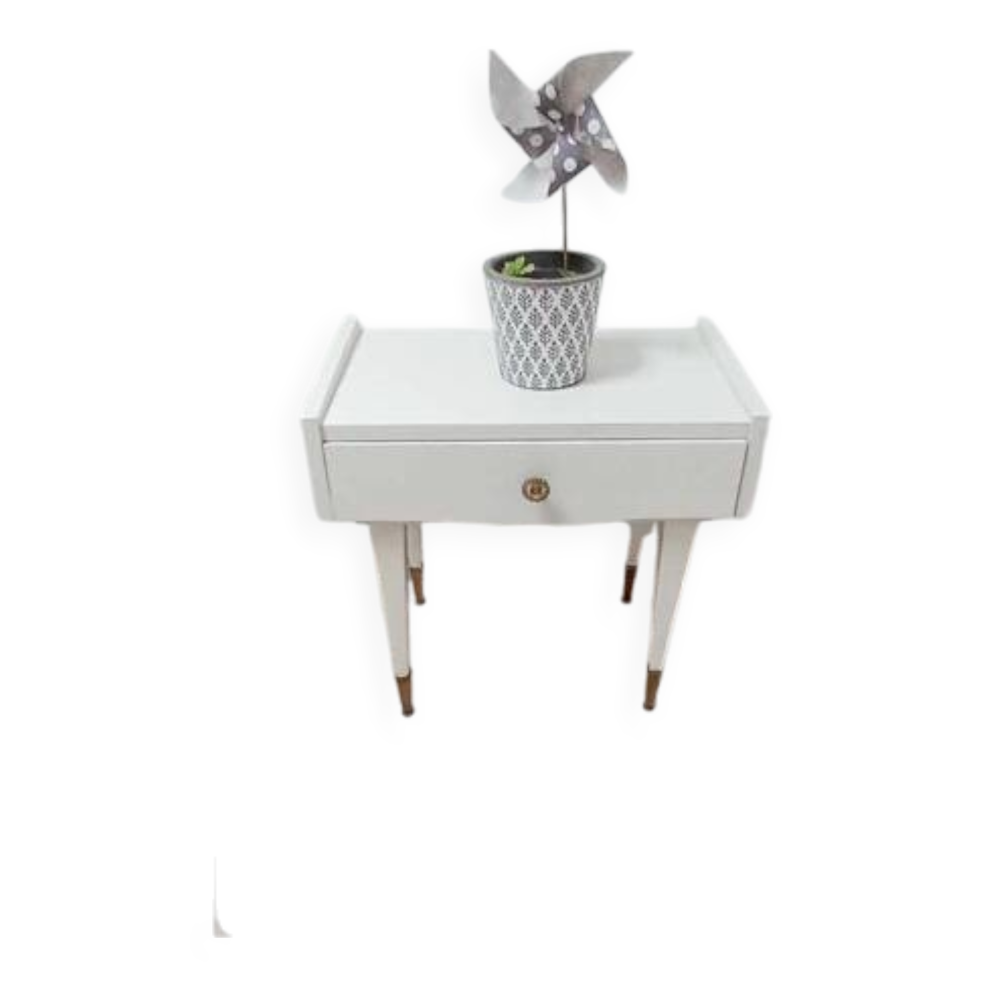 Vintage bedside table with compass foot