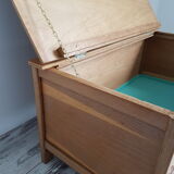 Coffre vintage bois et rotin
