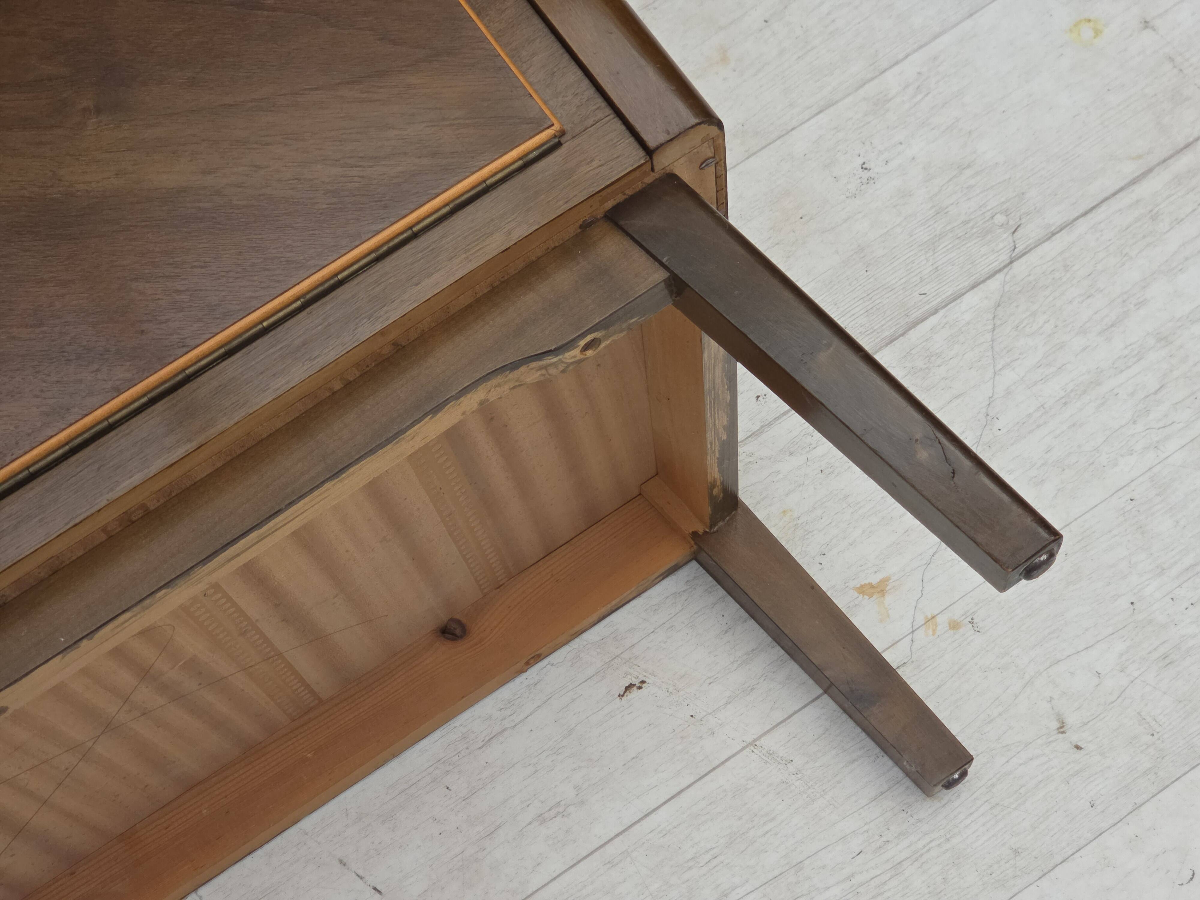 1960s, Danish radio/TV commode, laqered ash wood, wood marquetry door.