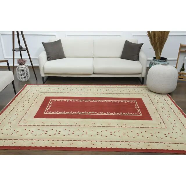 1970s Vintage Turkish Oushak Handmade Wool Cotton Beige Area Rug 194x263