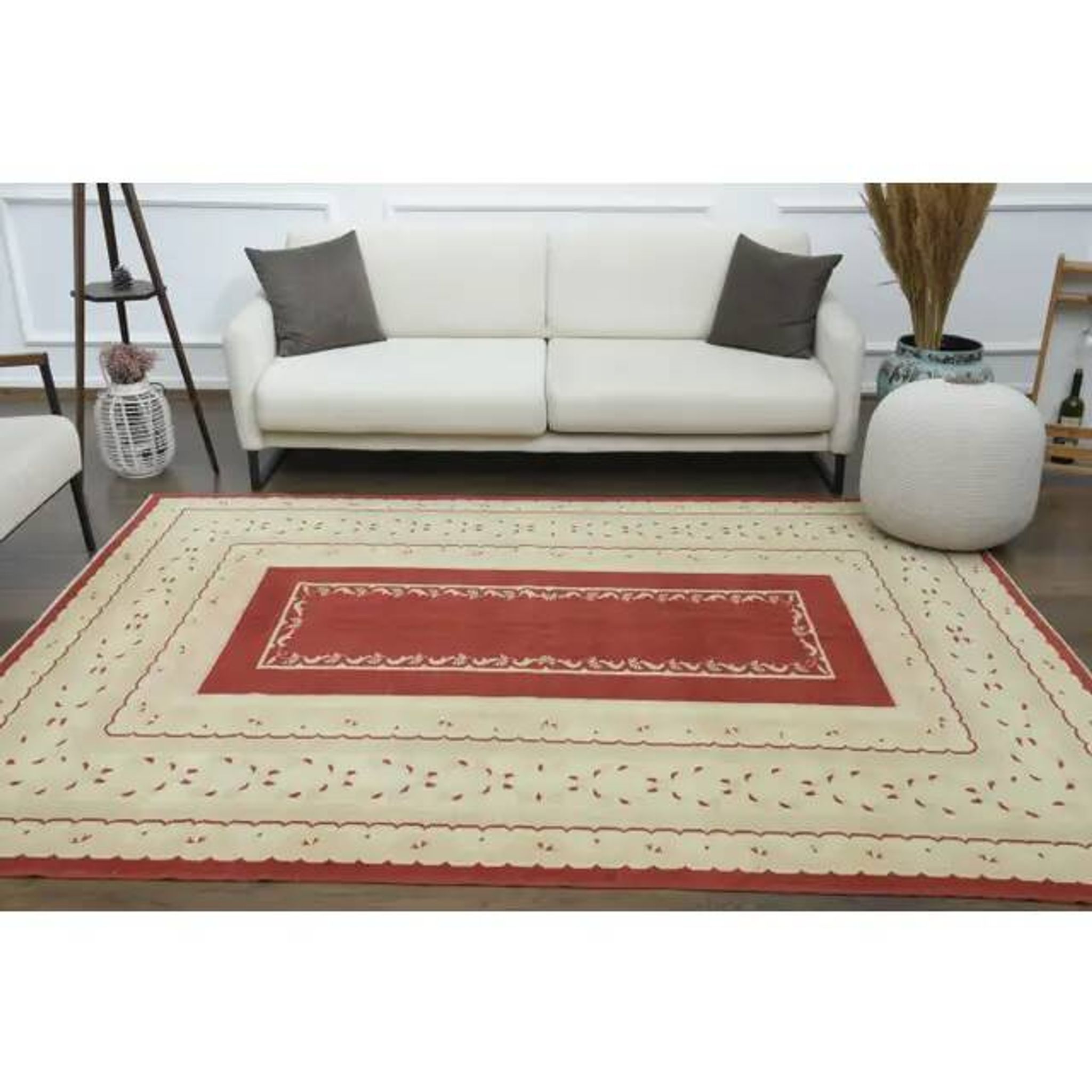 1970s Vintage Turkish Oushak Handmade Wool Cotton Beige Area Rug 194x263