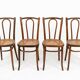 4 chaises de bistrot en bois courbé et cannage
