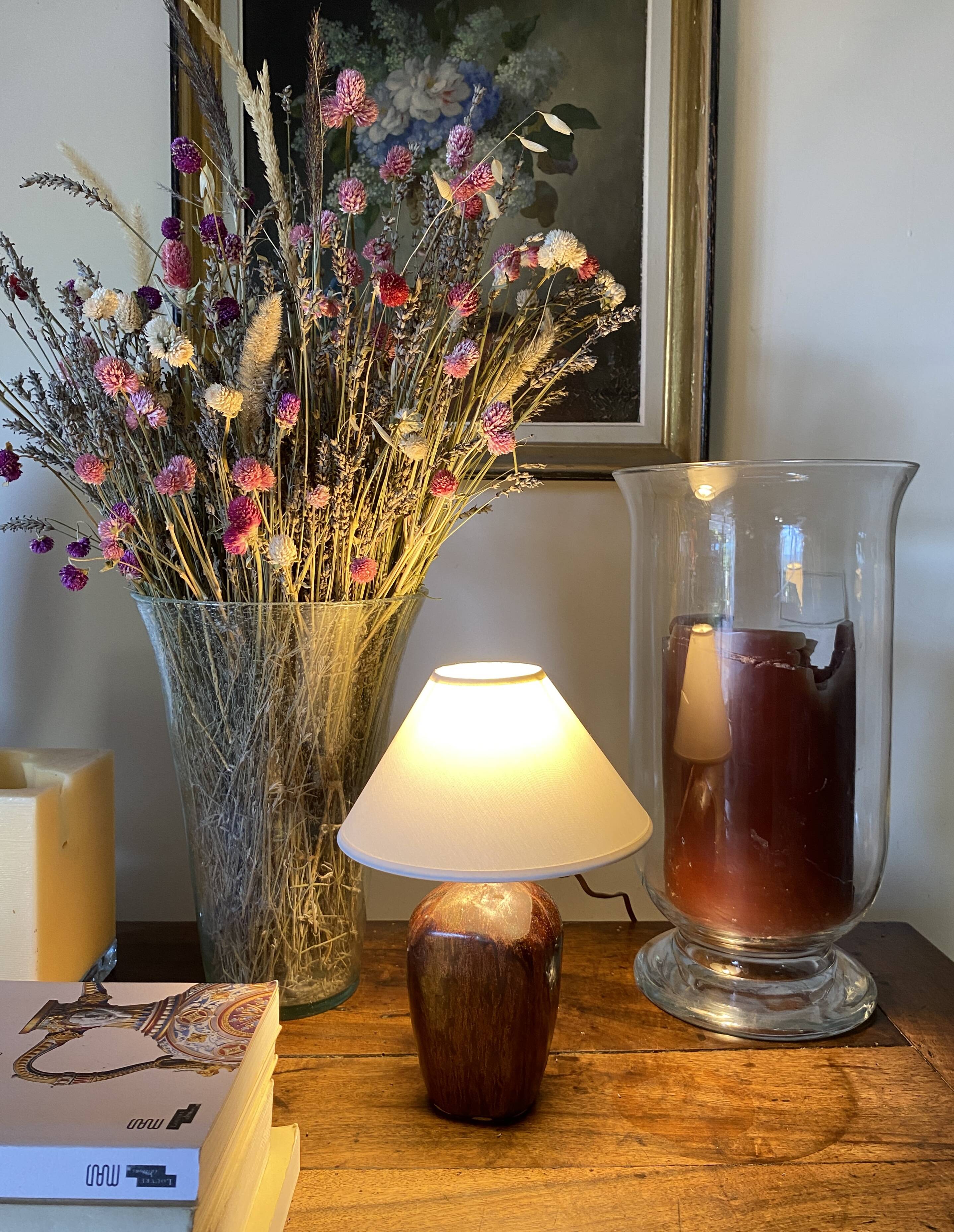 Ceramic lamp, fabric cable, cotton lampshade
