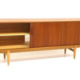 Scandinavian row in teak and oak, suede, 1960