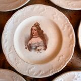 Set of 7 antique dessert plates St Amand and Hamage