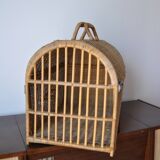 Wicker/rattan cat cage - 1970s