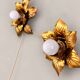Pair of gold metal flower wall lights – 1960s/70s