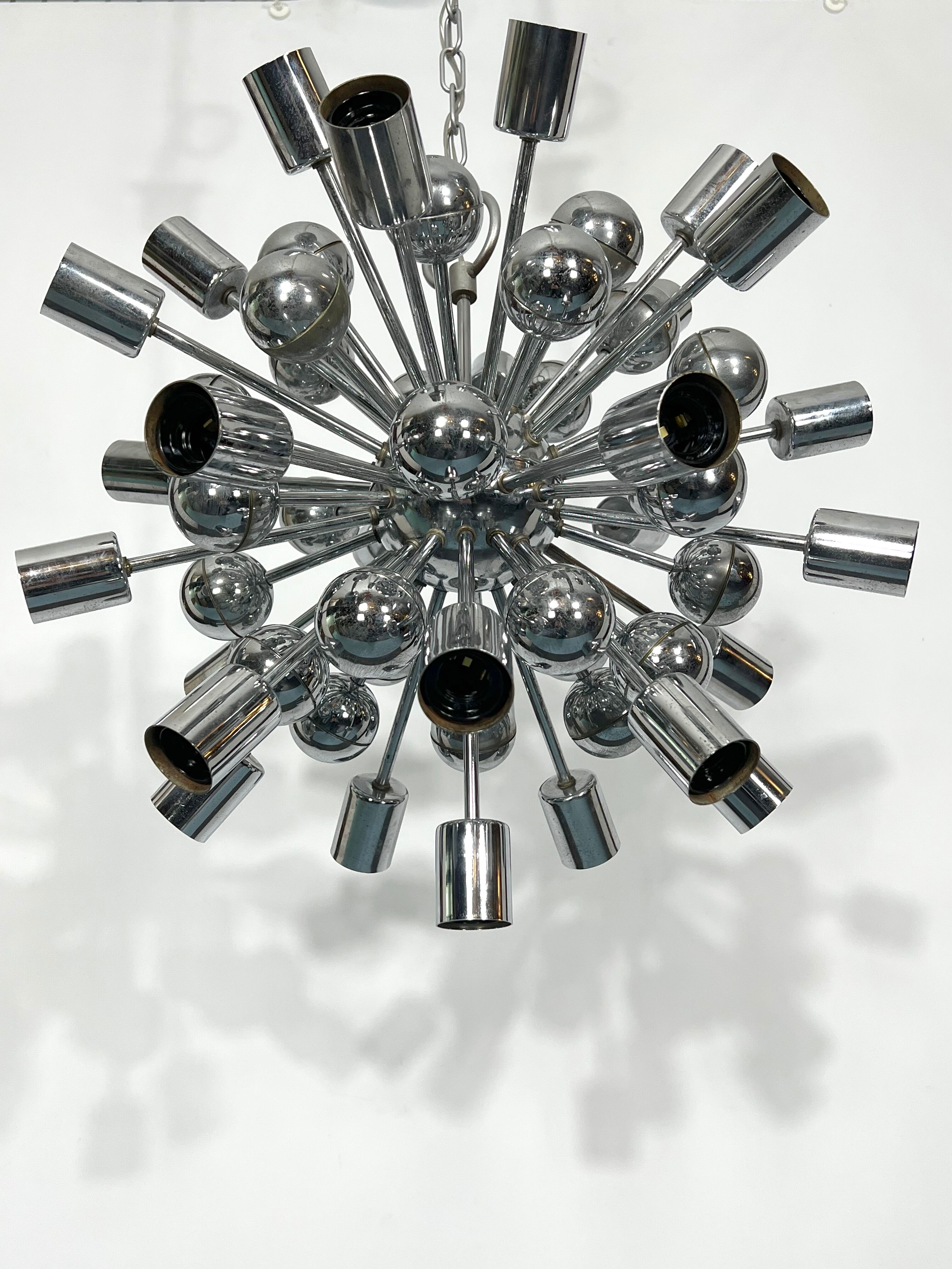 Vintage chrome sputnik by Reggiani. Italy 1970s