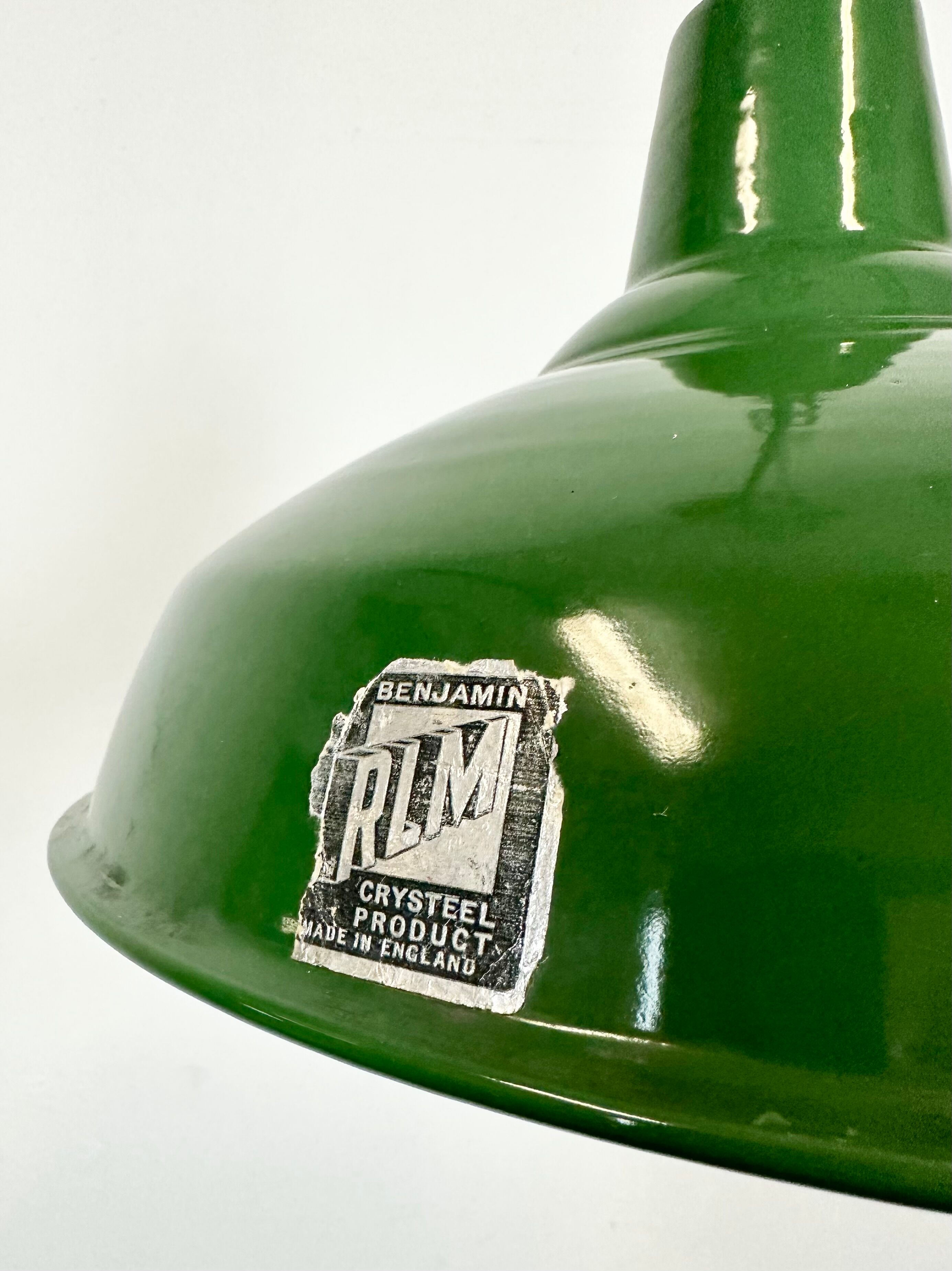 Industrial Green Enamel Factory Lamp from Benjamin, 1960s