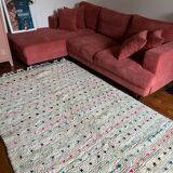 Berber Beni Ouarain handmade rug with small colorful polka dots
