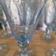 8 large blown glass goblets with bubbles from Biot – Blue signed