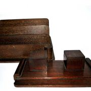 Office kit art deco inkwell and wooden letter holder macassar way 1930-1940