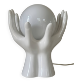 Lampe en céramique mains, années 80