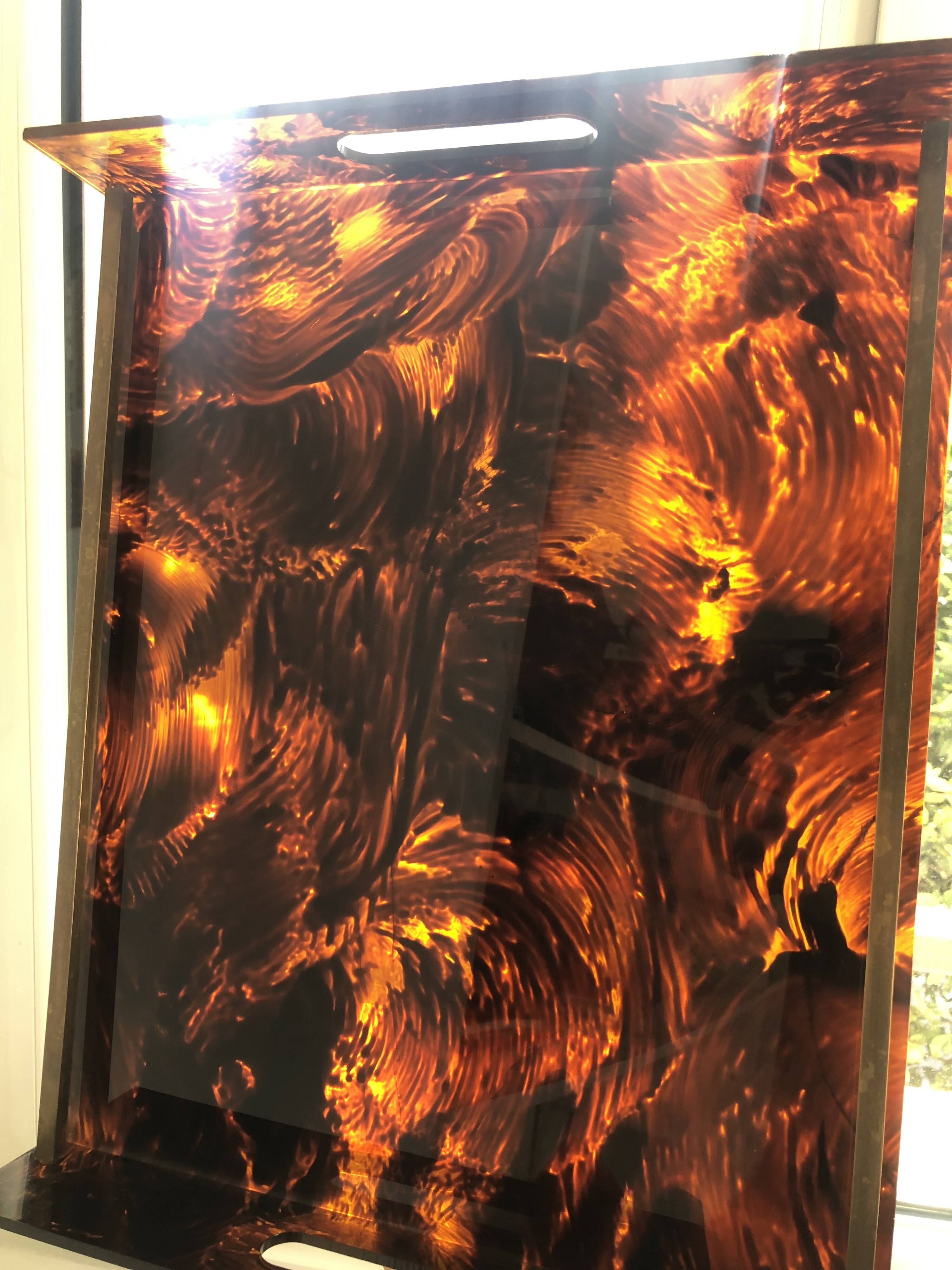 Lucite and brass tray, 70s