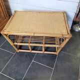 Table basse en rotin vintage