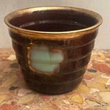 Vintage ribbed ceramic cache pot