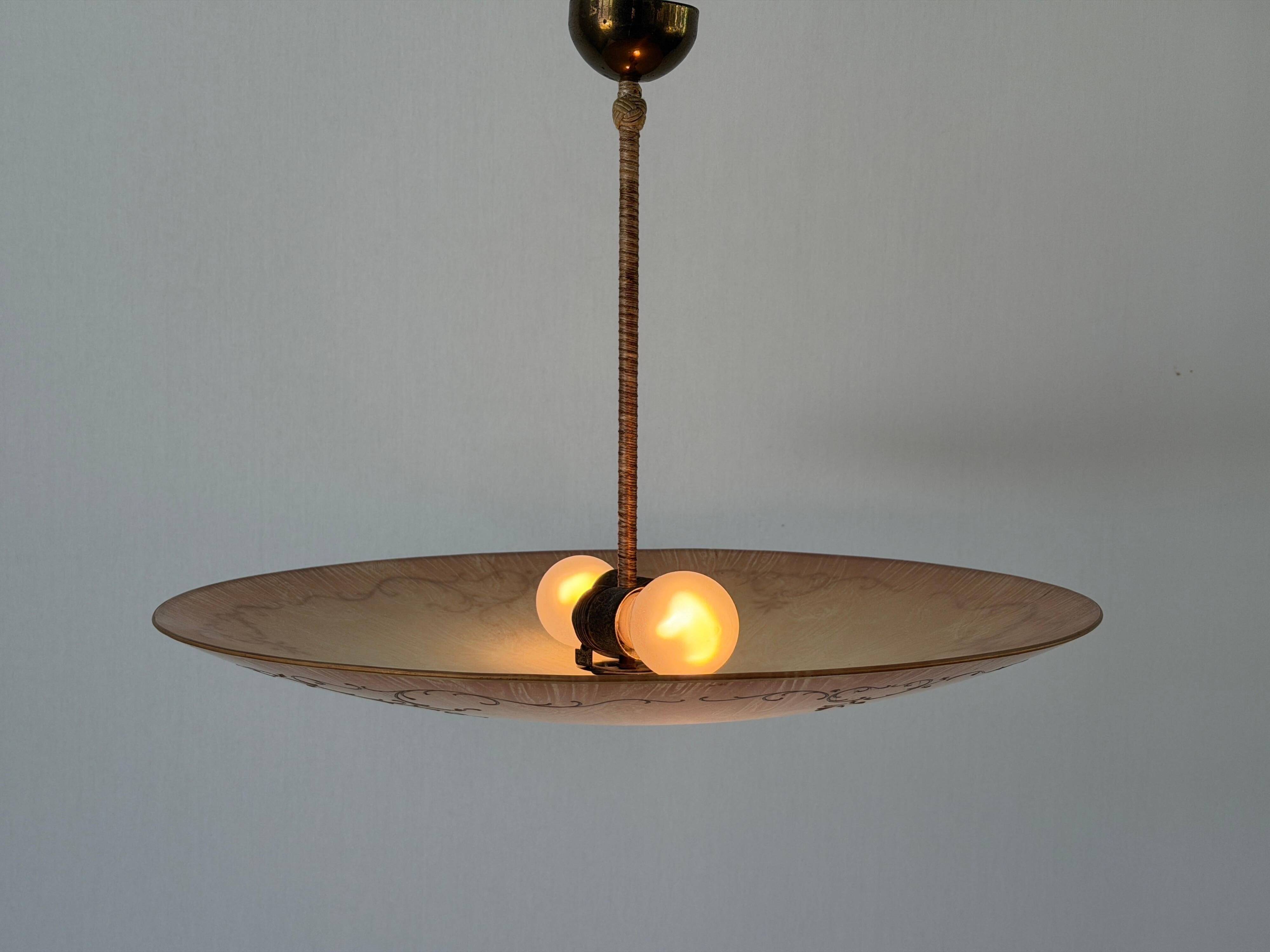 Art Deco ceiling light in pink gilded glass, 1940s, Germany