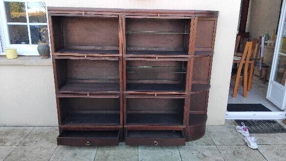 Large modular vintage display cabinet pierre cruiege for martin du