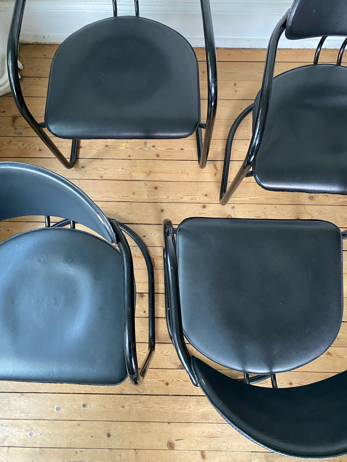 4 Effezeta chairs Italy tubular mid century vintage design 1980