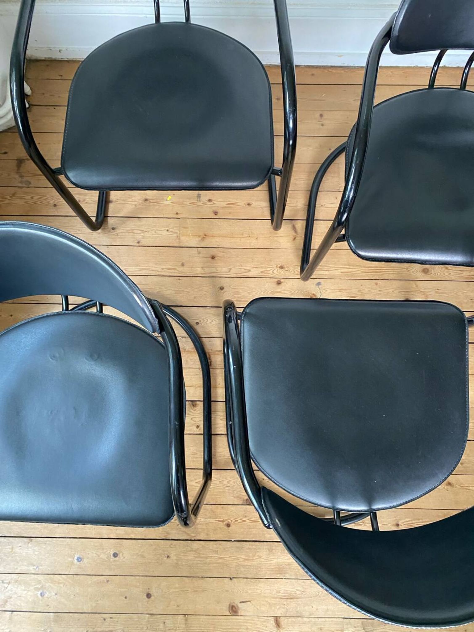 4 Effezeta chairs Italy tubular mid century vintage design 1980