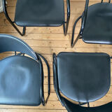 4 Effezeta chairs Italy tubular mid century vintage design 1980