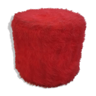 Pouf moumoute vintage rouge