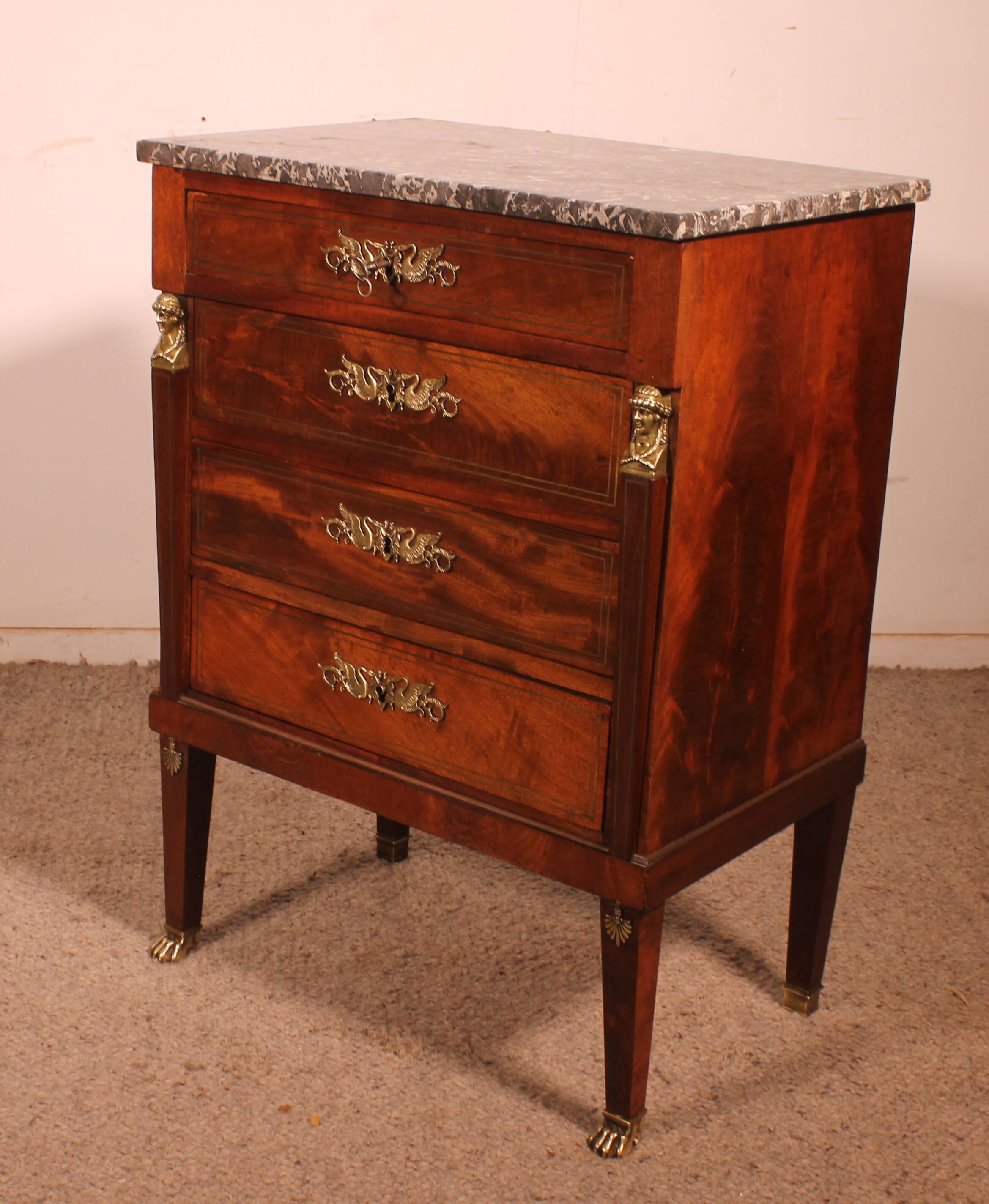 small jump commode in mahogany in Empire style