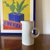 Organic modern white ceramic vase / jug, La Sfera Italy 1980s